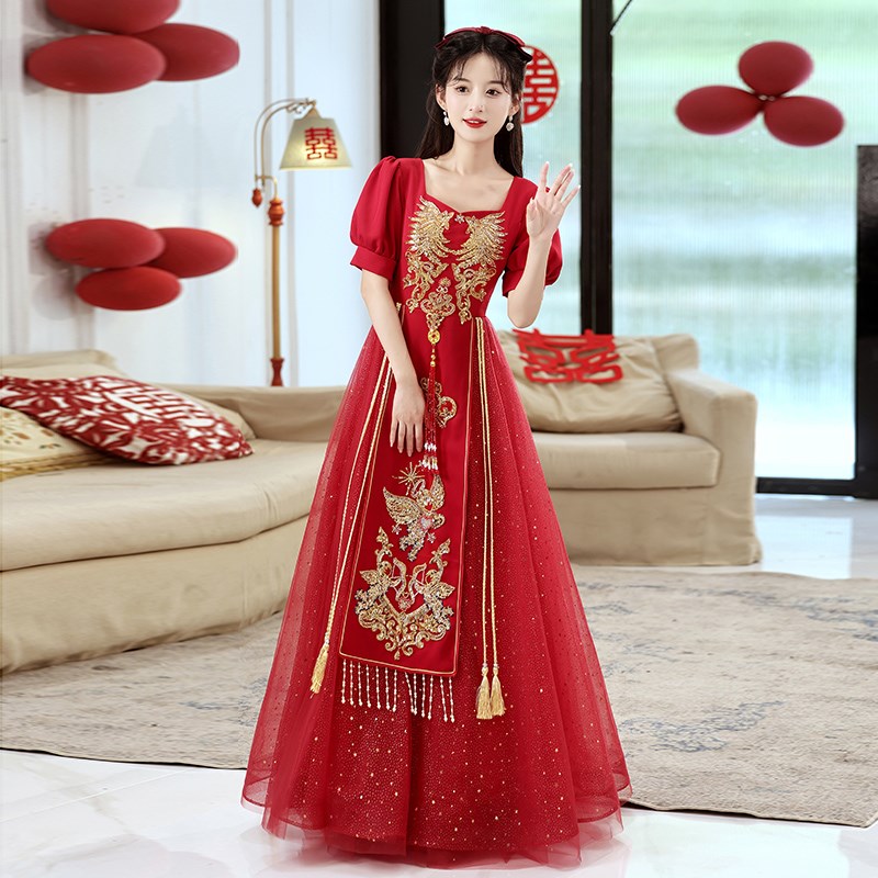 新娘大码敬酒服2024新款高端订婚回门宴会胖mm200斤显瘦气质礼服