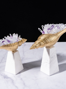 北欧简约家居摆件水晶铜工艺品别墅样板房客厅电视柜装饰品创意