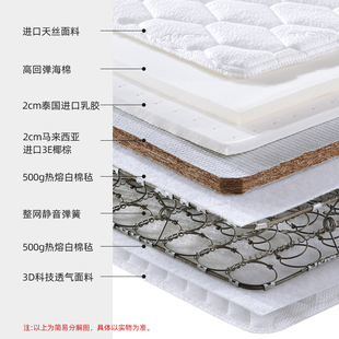 席梦思床垫15公分厚1.8m床薄款 弹簧高箱床垫12cm乳胶加棕垫10厘米