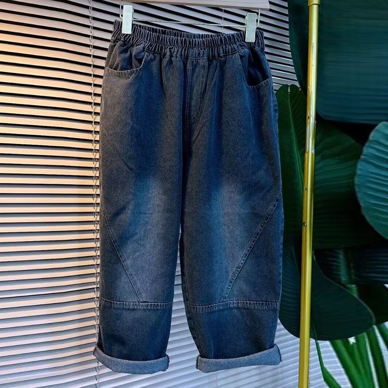 加肥大码女装翻领牛仔马甲长裤休闲两件套胖妹妹短袖白色T恤衫潮