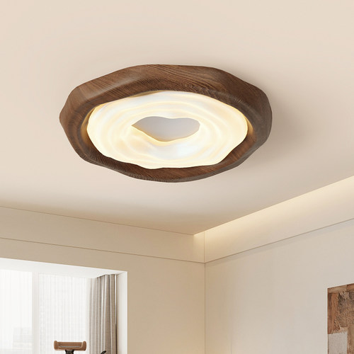 铭琢灯饰中古原木风卧室灯吸顶灯全光谱护眼灯具自然光智能房间灯