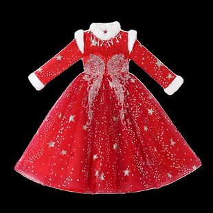 花童婚礼服小女孩冬季加绒儿童生日女童高端主持人钢琴演奏公主裙