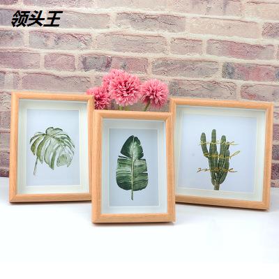 欧式5678A4寸摆台相框复古原木橡木色照片墙横竖摆挂墙创意画框