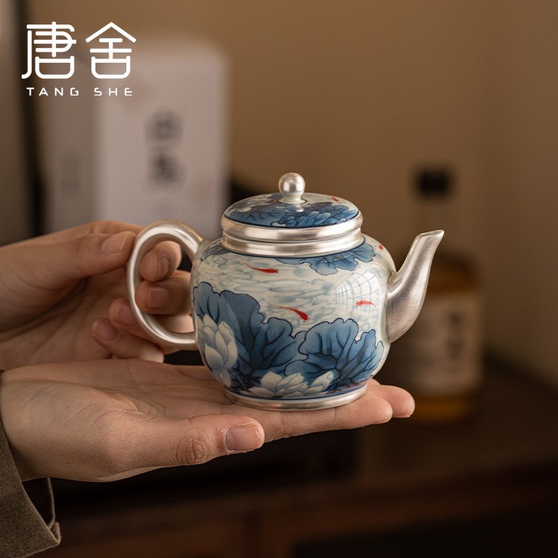 唐舍泡茶单壶功夫茶具家用小套装高档青花瓷养生盖碗茶杯