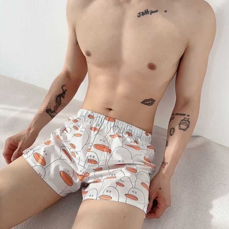 阿罗裤男士宽松四角裤卡通居家男士内裤夏季纯棉加大码潮流睡裤衩