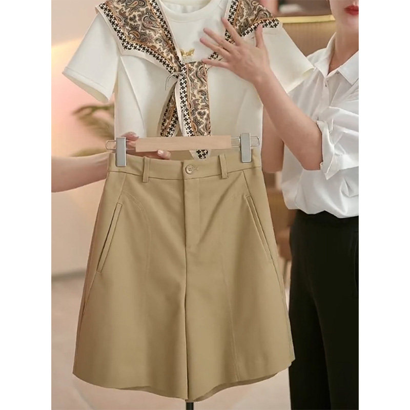 五分西装裤女夏季薄款短裤2025新款高腰a字休闲四分中裤阔腿热裤