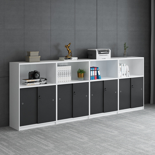 文件柜办公室趟门j矮柜推拉门储物柜隔断柜资料木质带锁移门办公