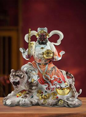 武财神爷赵公明赵元帅骑黑虎神像树脂彷汉白玉陶瓷铜佛像招财摆件