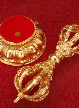 五股金刚杵纯铜九股鎏金刚镢普巴杵藏传密宗佛前用品