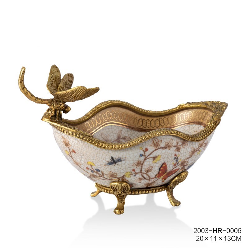 茱莉安艺术彩绘陶瓷小饰品碟法式精美桌面小糖果盆装饰工艺摆件