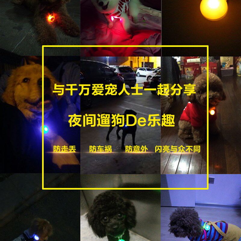2枚宠物狗狗发光吊坠泰迪夜光防走失丢灯狗牌猫咪铃铛夜间遛狗灯
