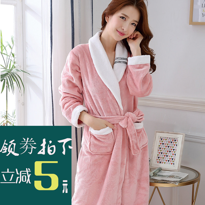 法兰绒睡袍女秋冬加长款珊瑚绒浴袍男情侣睡衣睡裙家居服浴衣加厚,女士内衣/男士内衣/家居服,睡袍/浴袍,淘宝优惠券,粉丝福利购,淘宝优惠卷