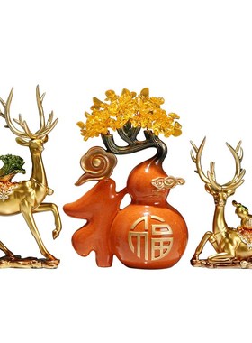 鹿摆件创意发财树客厅装饰办公室玄关酒柜电视柜家居轻奢装饰品