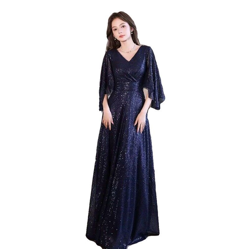 高端晚礼服宴会气质高贵金色法式轻奢高级感小众演出主持人女夏季