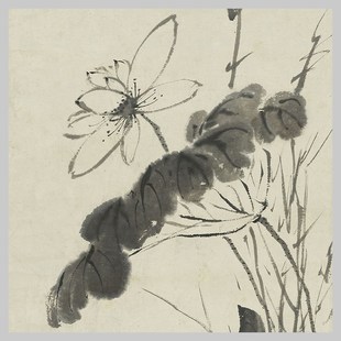 明 徐渭 荷花图 复古国画装饰画 水墨字画 微喷复制 玄关办公室画