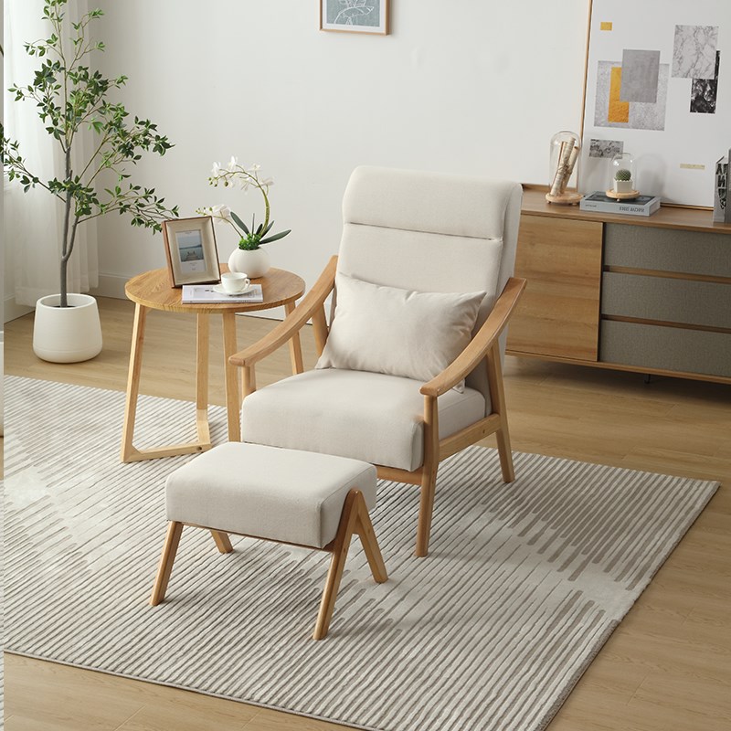 实木单人沙发椅北欧阳台卧室懒人靠背椅子网红休闲小户型家用桌椅