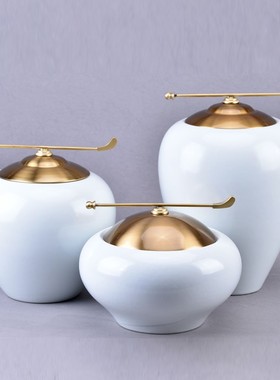 新中式陶瓷储物罐摆件样板房售楼处软装饰品客厅玄关书柜家居饰品