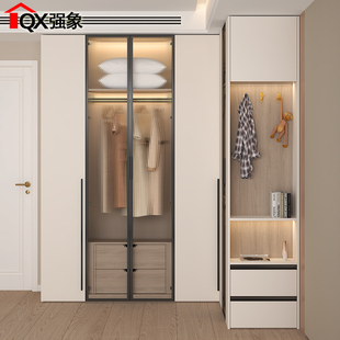 意式 衣柜家用卧室90度转角大衣柜L型拐角衣帽间A50 轻奢主卧新款