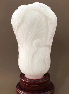 天然白玉白菜摆件新中式家居装饰店铺开业乔迁送礼手工工艺品摆设