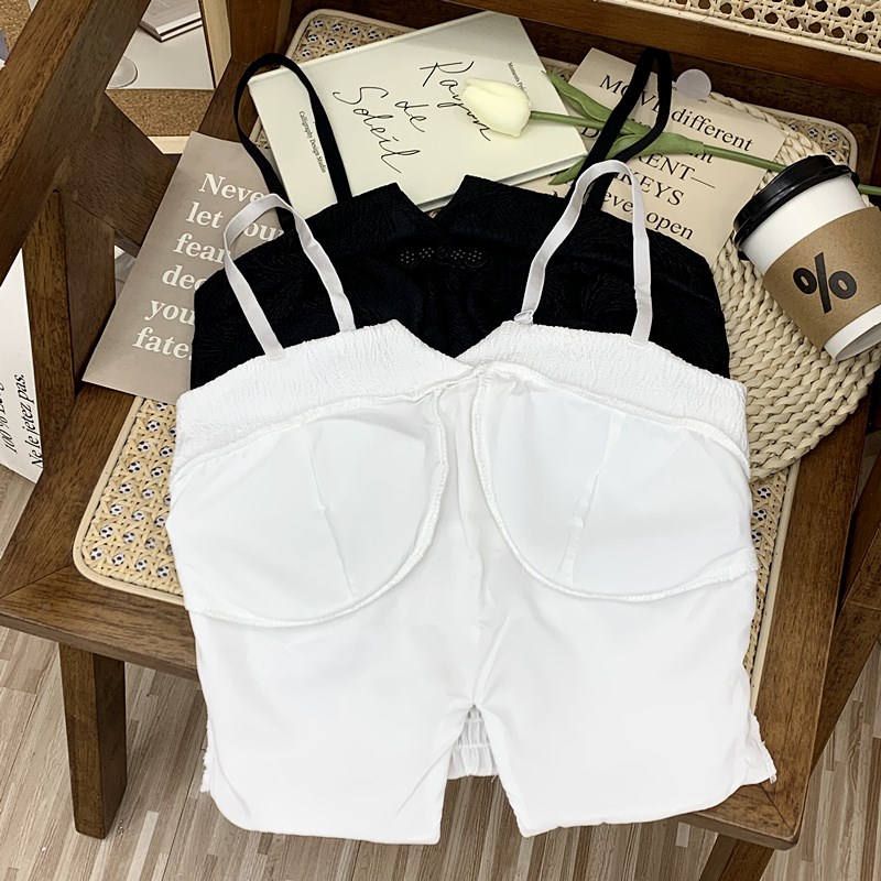 复古中式旗袍吊带背心女夏季外穿内搭辣妹纯欲风性感短款白色上衣