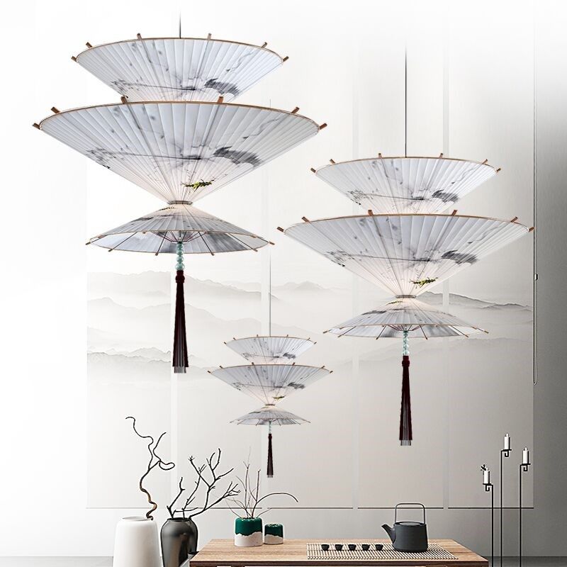 新中式吊灯禅意伞型山水画中国风楼梯间宴会厅茶楼2022新款设计师,家装灯饰光源,酒店/宴会厅/餐饮吊灯,淘宝优惠券,粉丝福利购,淘宝优惠卷