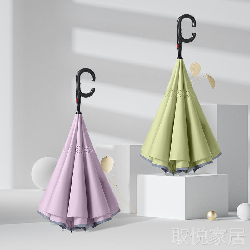 自动反向伞雨伞女晴雨两用双层长柄加大号车载双人直杆男抗风礼品