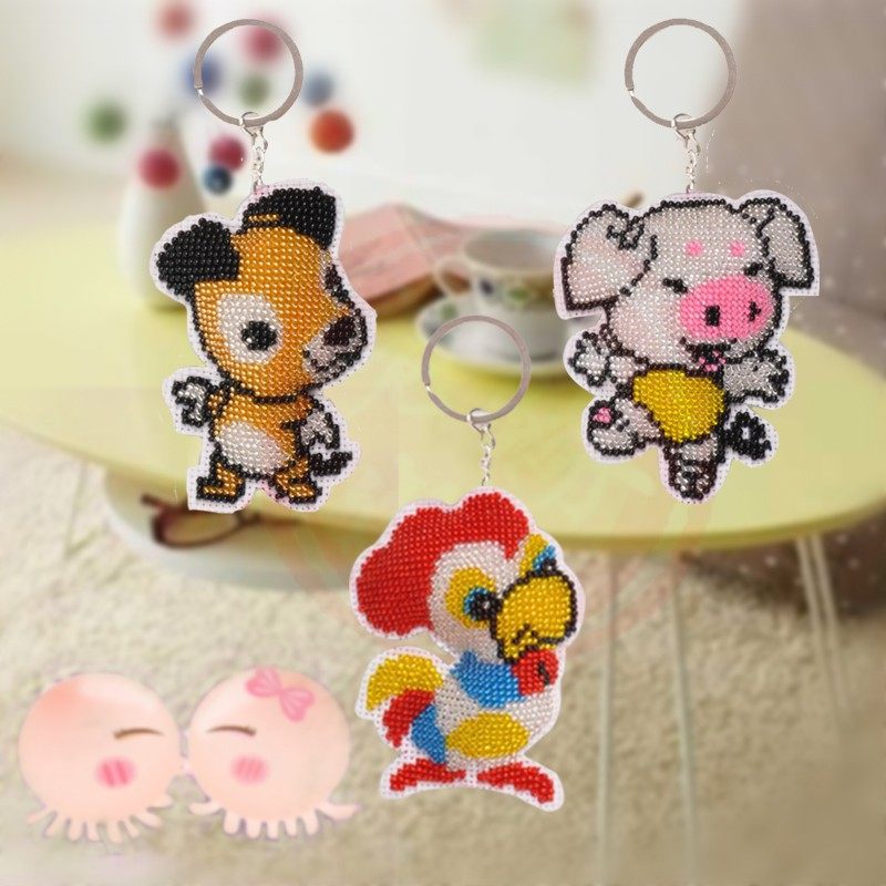 十二生肖钥匙扣珠绣珠子十字绣汽车挂件情侣新款平安福小学生手工