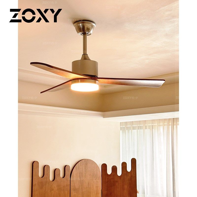 zoxy佐夕 中古客厅吊扇灯卧室餐厅复古胡桃木色家用一体带灯风扇,家装灯饰光源,餐厅吊灯,淘宝优惠券,粉丝福利购,淘宝优惠卷