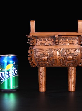 匠泽铜魂 纯紫铜鼎禺方鼎摆件 家居办公铜工艺品商务节日开业礼品