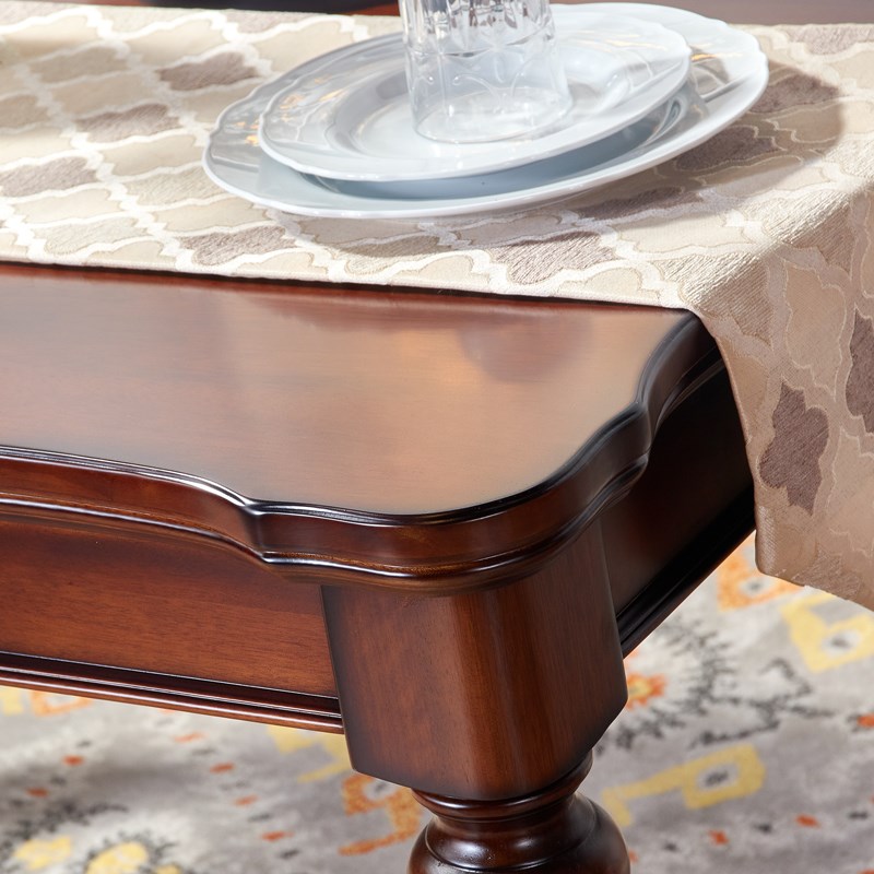 凯黎爵美式风格原木餐桌长方形大板实木咖啡桌家用饭桌餐厅复古