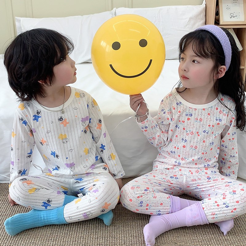 婴儿春夏季薄款睡衣男女童空调房衣服卡通儿童宝宝纯棉长袖家居服