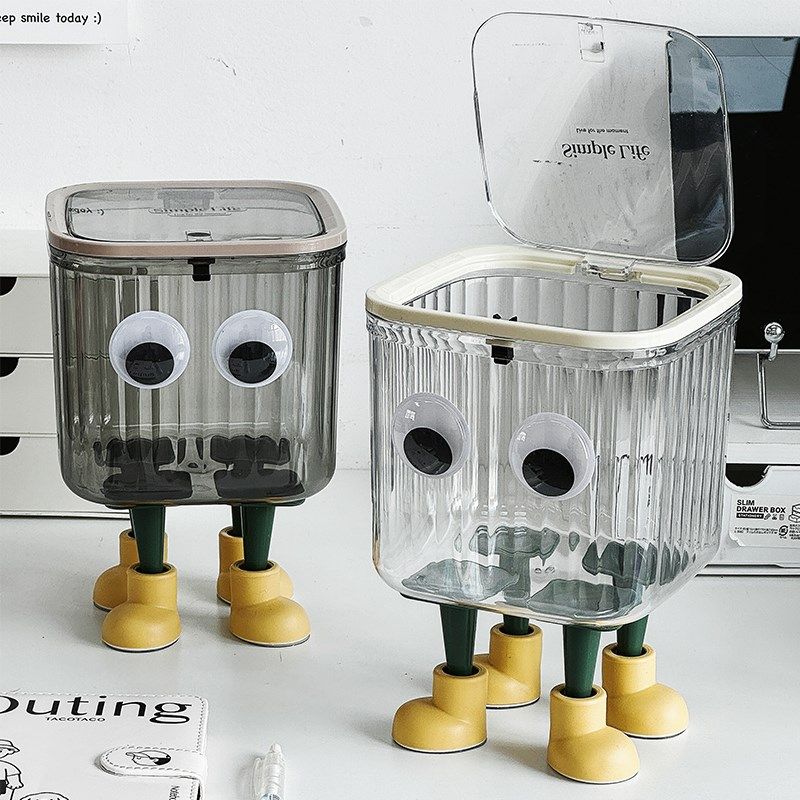 透明小垃圾桶迷你桌面带盖卧室办公桌垃圾桶宿舍可爱创意高颜值