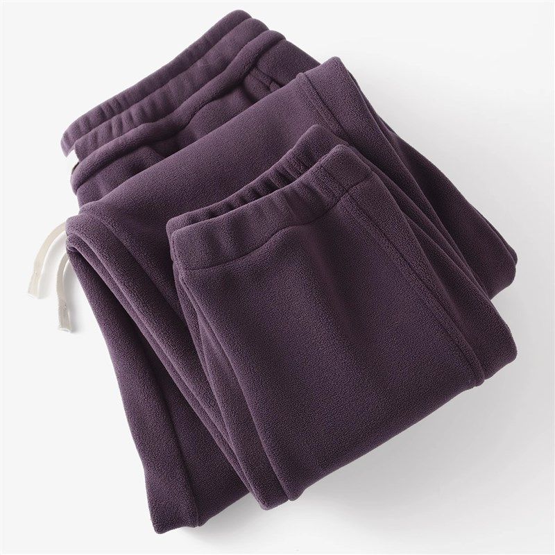 酱紫好看500G重磅双面奥粒绒束脚卫裤女加绒加厚保暖休闲直筒裤冬