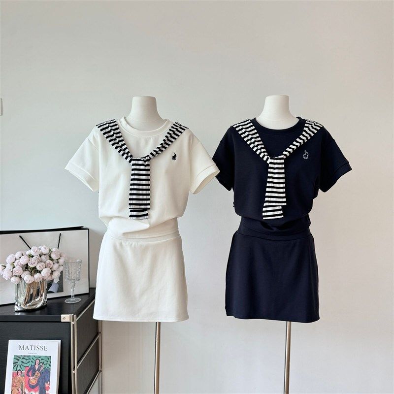 韩系学院风夏季新款刺绣小马时尚纯棉运动上衣宽松短裙披肩三件套,女装/女士精品,时尚套装,淘宝优惠券,粉丝福利购,淘宝优惠卷