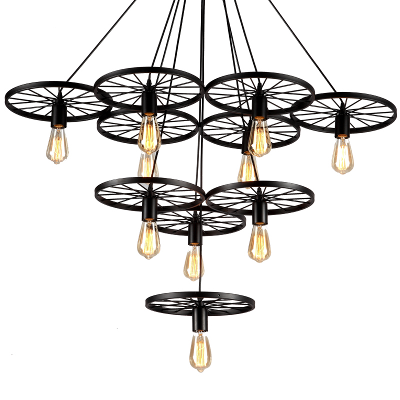 复古怀旧铁艺loft吊灯工业风个性酒吧台网咖餐厅装饰创意车轮吊灯