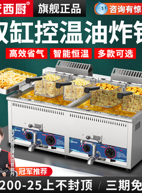 鸿艺油炸锅商用电炸炉双缸煤气自动控温电炸锅炸鸡恒温燃气油锅机