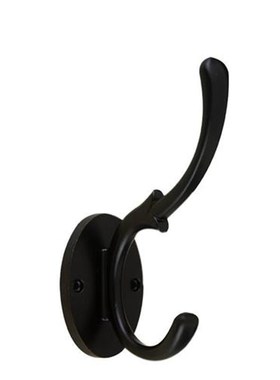 欧式黑色实心挂衣钩单个挂钩木柜衣帽G钩壁挂衣服钩子衣挂架高低