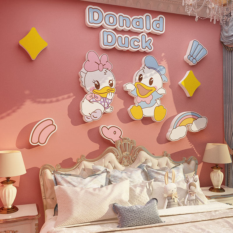 婴儿儿童房电视背景墙面装饰品壁画贴F纸男女孩卧室床头自粘唐老