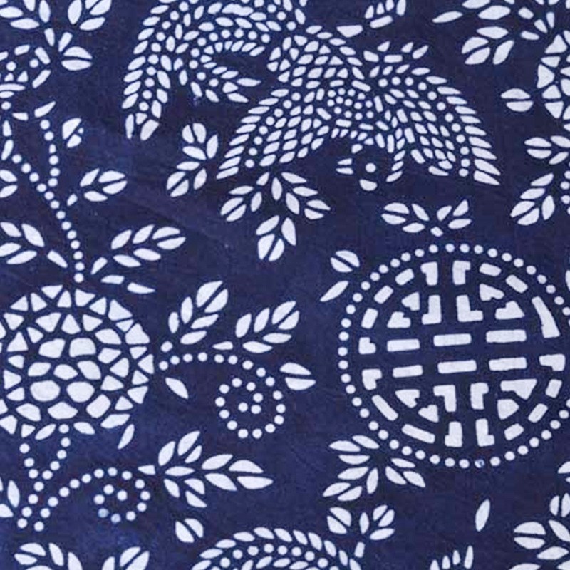 中国风植物蓝布蓝底鱼鳞图案  窗帘桌布拍照背景蜡染布料