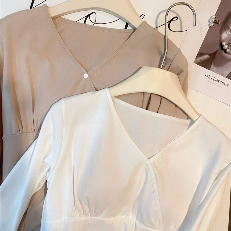 哺乳上衣睡衣孕妇秋衣纯棉带胸垫保H暖内衣秋冬款喂奶月子服