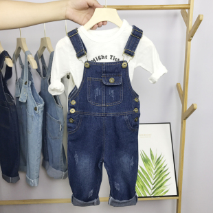 软牛仔秋冬外穿小童裤 宝宝牛仔背带裤 吊带裤 秋装 子 春秋男女童韩版