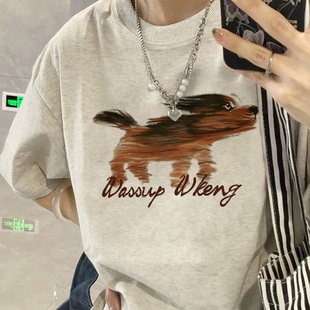 纯棉短袖 宽松灰色半袖 t恤女l2024新款 设计感小众美式 上衣 爆款 夏季