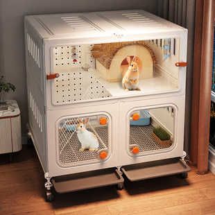 双层兔子笼子家用特大号全景豪华宠物兔别墅带厕所室内专用兔窝