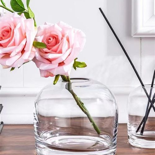现代简约摆件玻璃客厅透明插x花小干花装饰桌面迷你精致家居简约