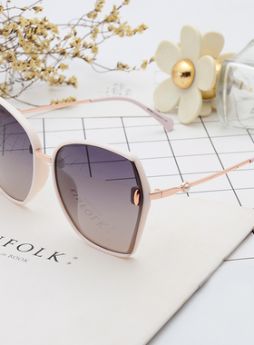 精致优雅珍珠偏光太阳眼镜女x复古大框圆脸白色墨镜开车驾驶眼镜