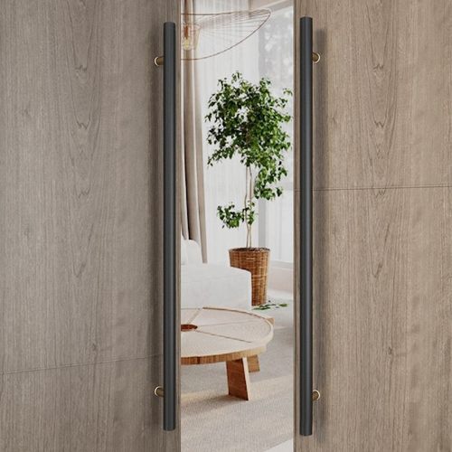 简约轻奢不锈钢金拉丝玻璃门拉手包厢店铺L酒店大门把手加厚黑把