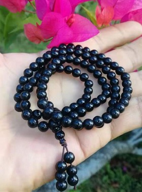 天然乌海柳108颗圆挂链手链海底珊瑚手串海铁树项链痔疮克星闺蜜