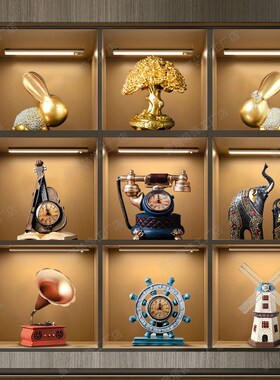 客厅摆件高端大气上档次现v代轻奢高档酒柜装饰品摆设餐边柜工艺