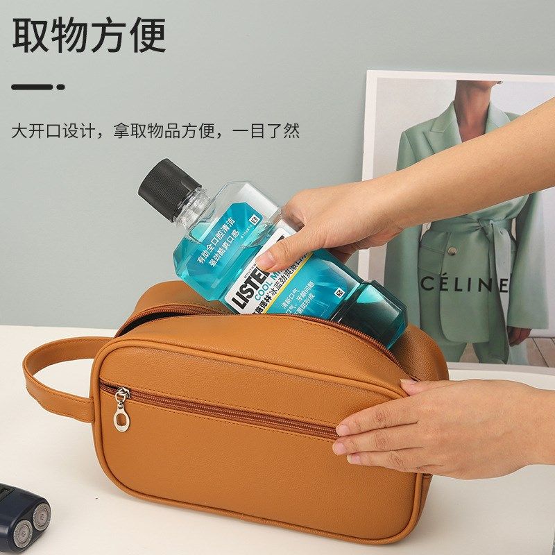 PVC皮革洗漱包男女手提包便x捷外出多功能防水化妆包毛巾牙刷收纳