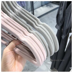 42CM38CM日式植绒成人衣架无痕防滑整理师家用衣柜绒面衣架衣架